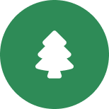 Here are a few options for an alt tag, all under 8 words: * **White tree on green circle** * **Evergreen tree icon** * **Forest icon** * **Nature symbol** The best choice will depend on the context where the image is used.